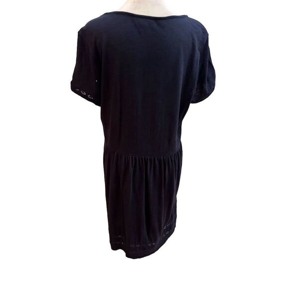 J Jill Women's M Cotton Blend Black Short Sleeve Peasant Dress Short Length - Picture 3 of 12